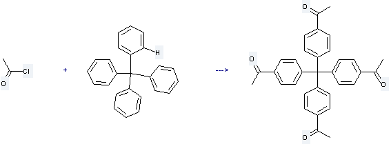 Tetraphenyl methane is used to produce 1-{4-[tris-(4-acetyl-phenyl)-methyl]-phenyl}-ethanone by Friedel-Crafts acylation reaction with acetyl chloride.